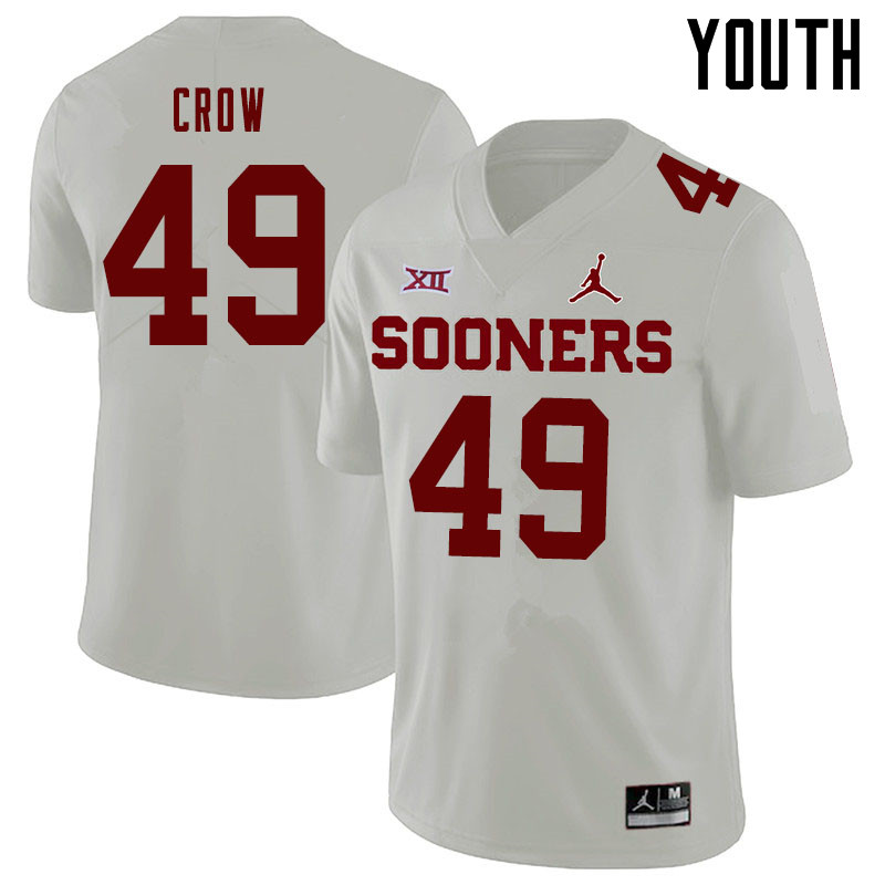 Jordan Brand Youth #49 Andrew Crow Oklahoma Sooners College Football Jerseys Sale-White